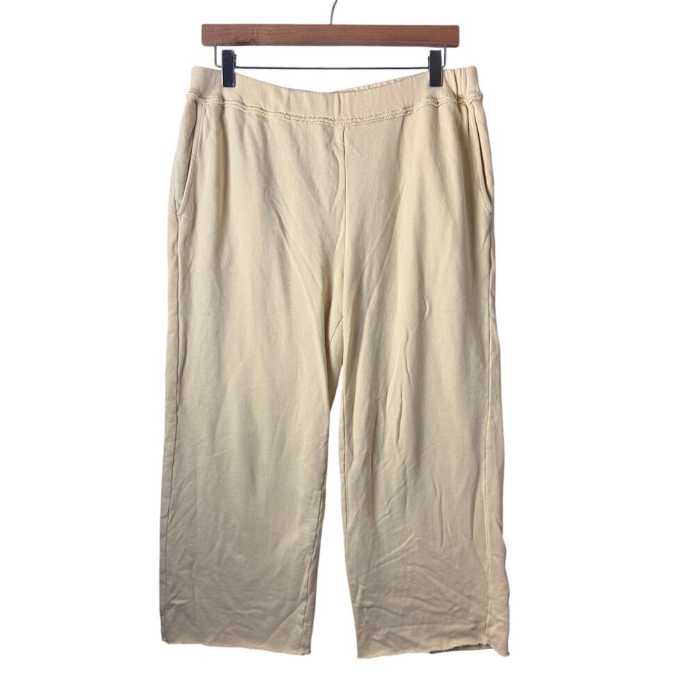 Eileen Fisher Organic Cotton Pants Women’s Size Medium Yellow Pockets Wide Leg